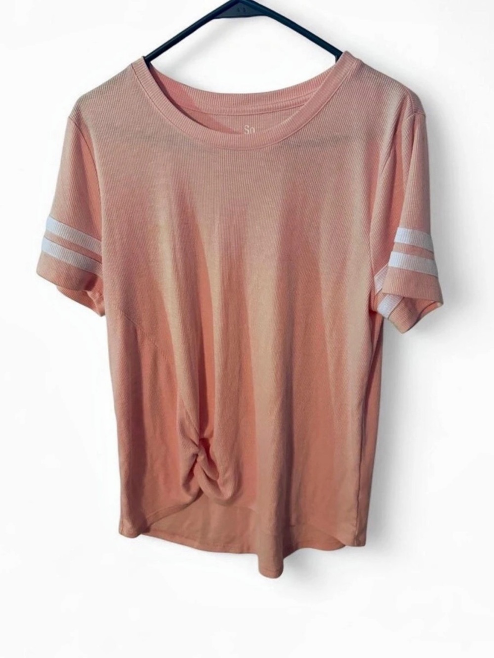 SO Striped Sleeve Tee in Pink Small